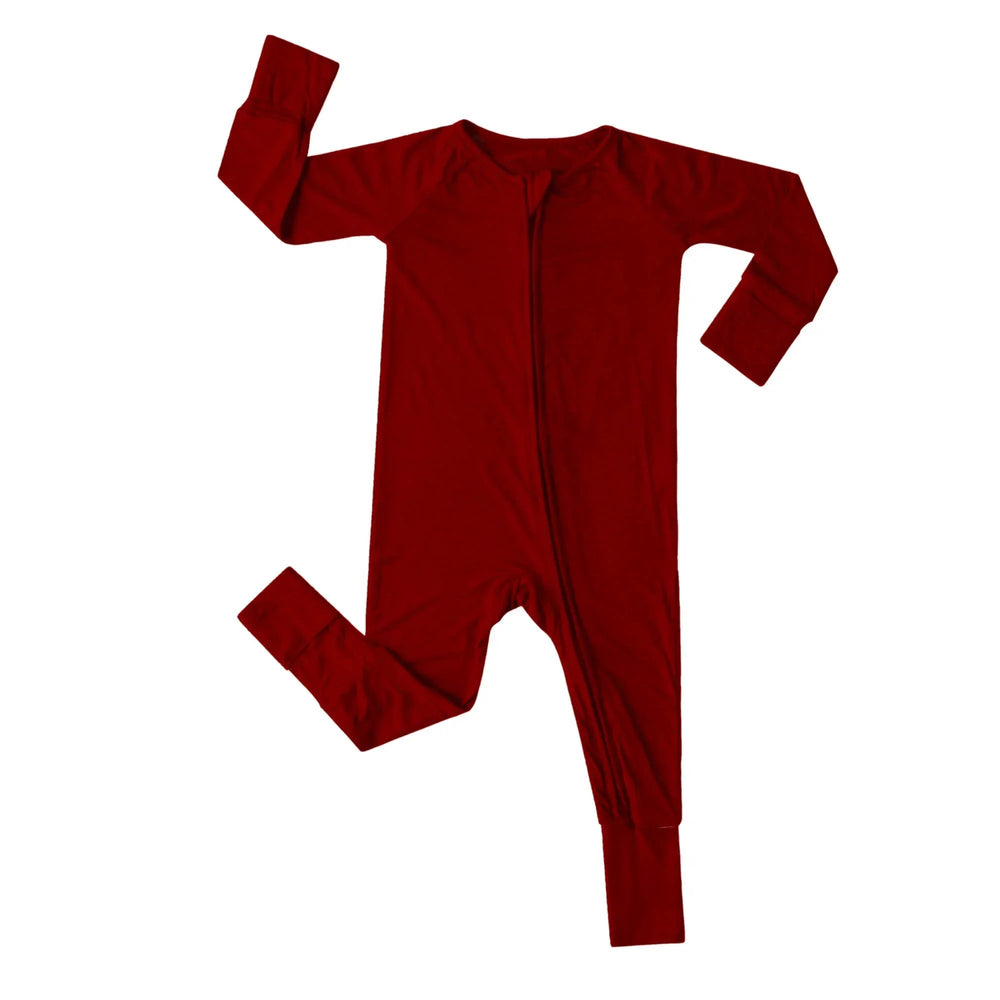 Best-Selling Solid Convertible Zippered Rompers , Best-Selling Solid Convertible Zippered Rompers - Maroon / Newborn