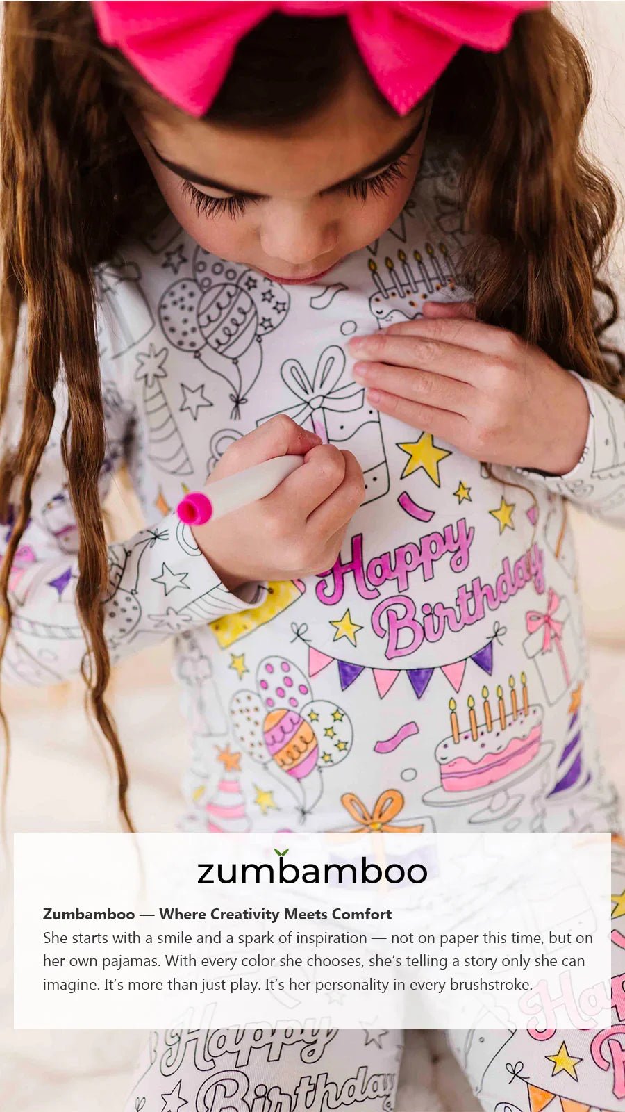 Birthday Celebration Colorable Two Piece Pajama Set - Zumbamboo