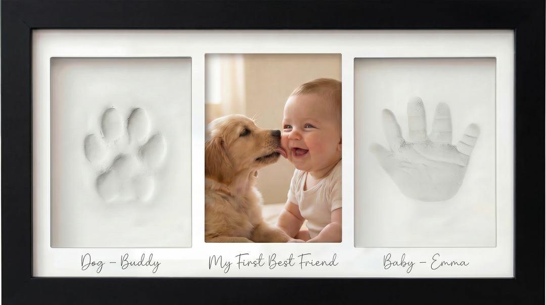 Baby and Dog Photo Frame – Our Little Pack Family Keepsake