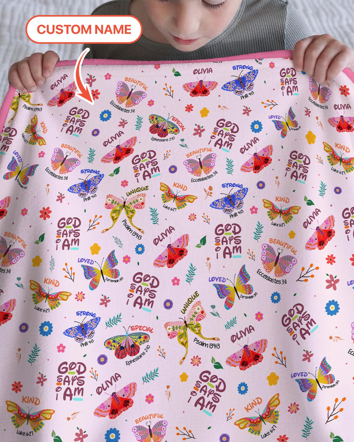 Benutzerdefinierter Name Gott sagt, ich bin Schmetterling Kleinkinddecke