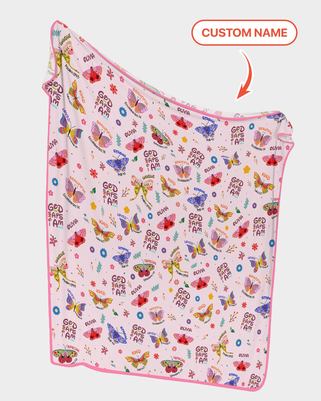 Benutzerdefinierter Name Gott sagt, ich bin Schmetterling Kleinkinddecke