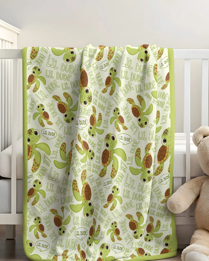 Manta de bambú padre e hijo con diseño de tortugas