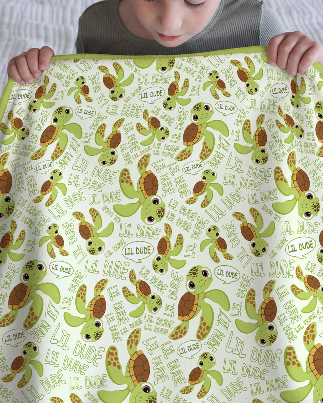 Manta de bambú padre e hijo con diseño de tortugas