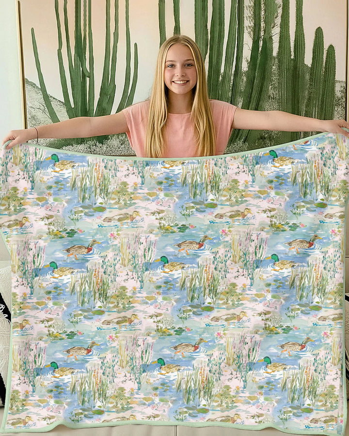 Watercolor Mallard Duck Bamboo Blanket
