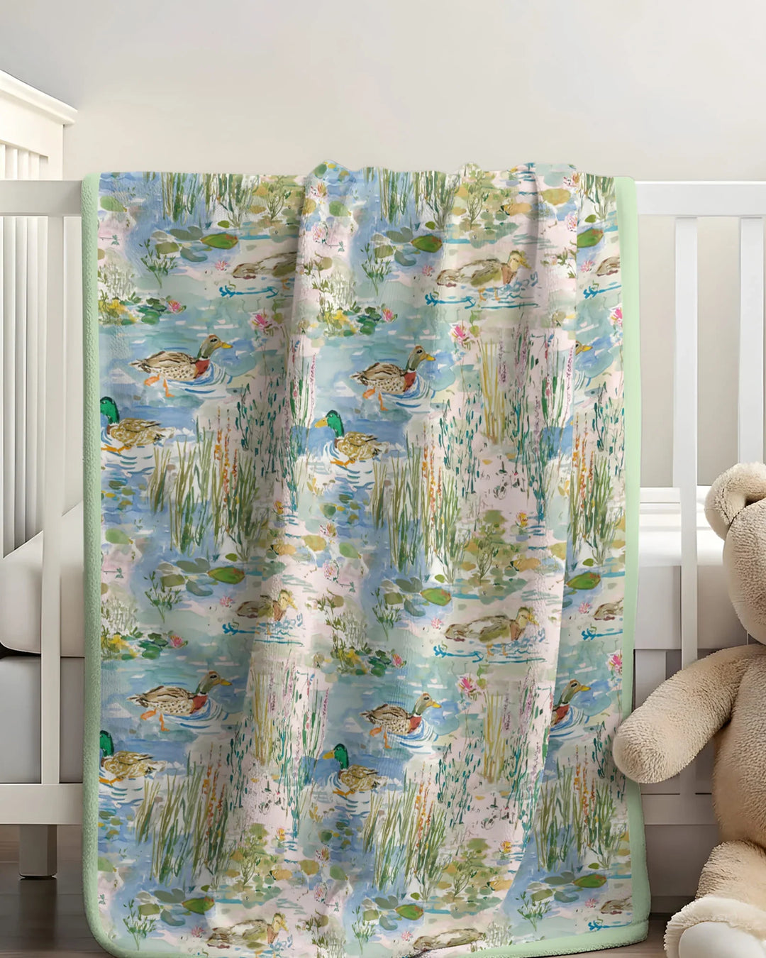 Watercolor Mallard Duck Bamboo Blanket