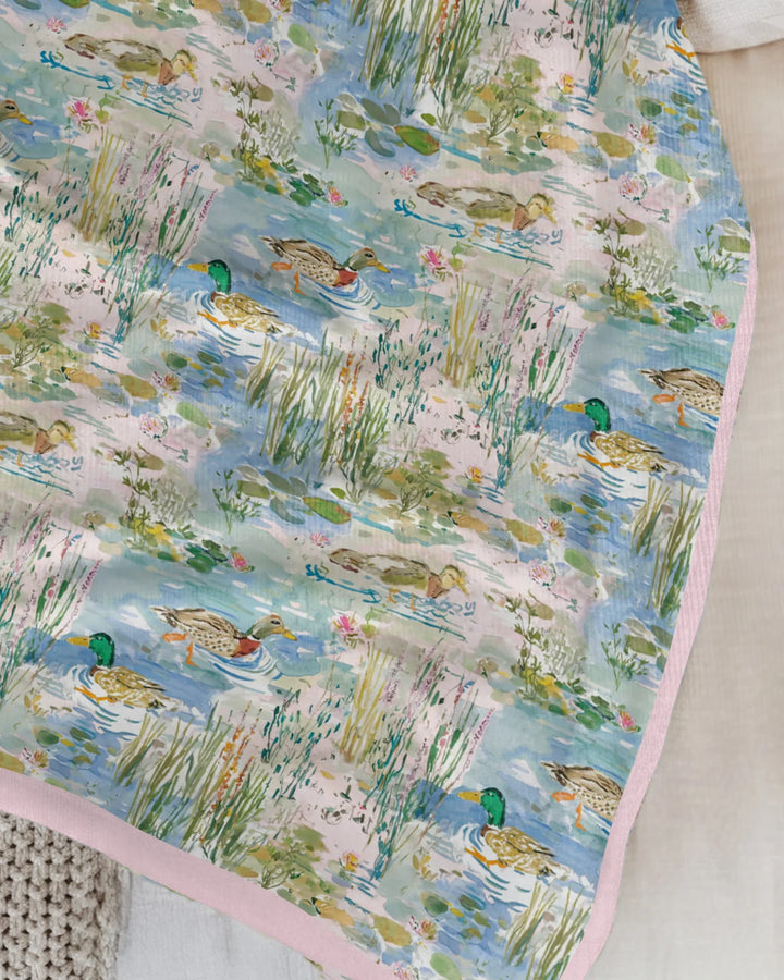 Watercolor Mallard Duck Bamboo Blanket