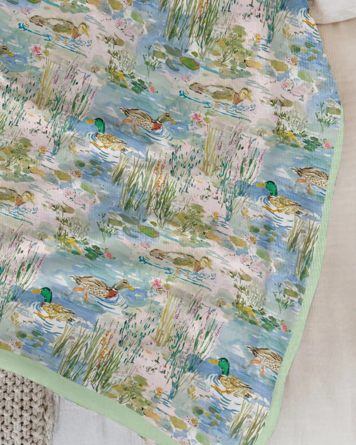 Watercolor Mallard Duck Bamboo Blanket