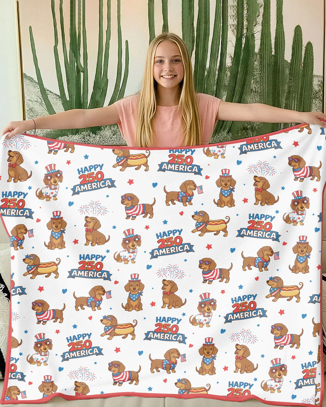 Red, White & Wiener Bamboo Blanket