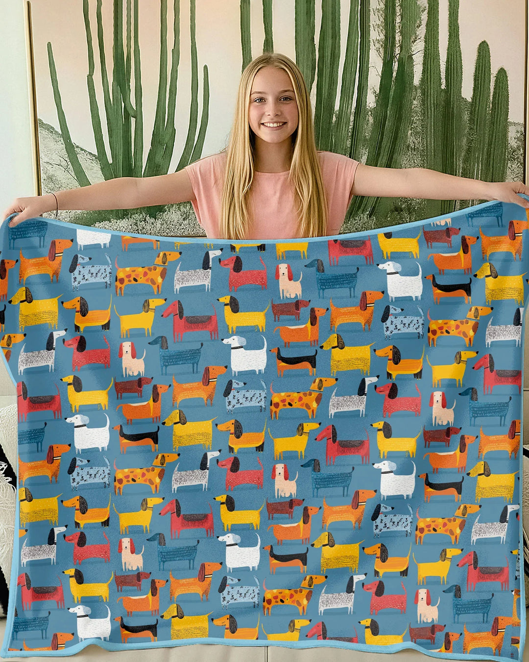 Whimsical Dachshund Bamboo Blanket
