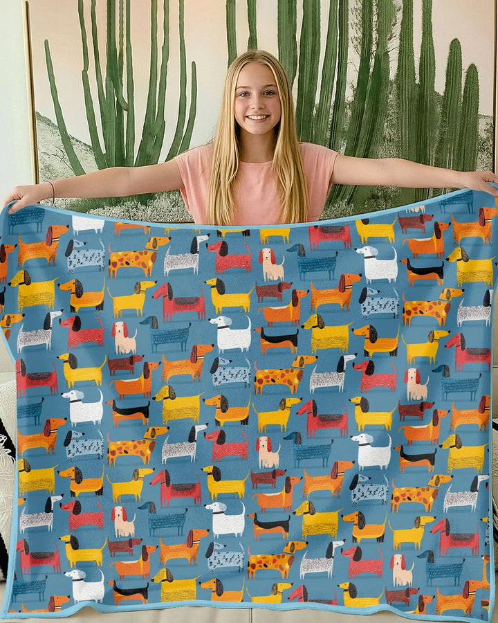 Whimsical Dachshund Bamboo Blanket