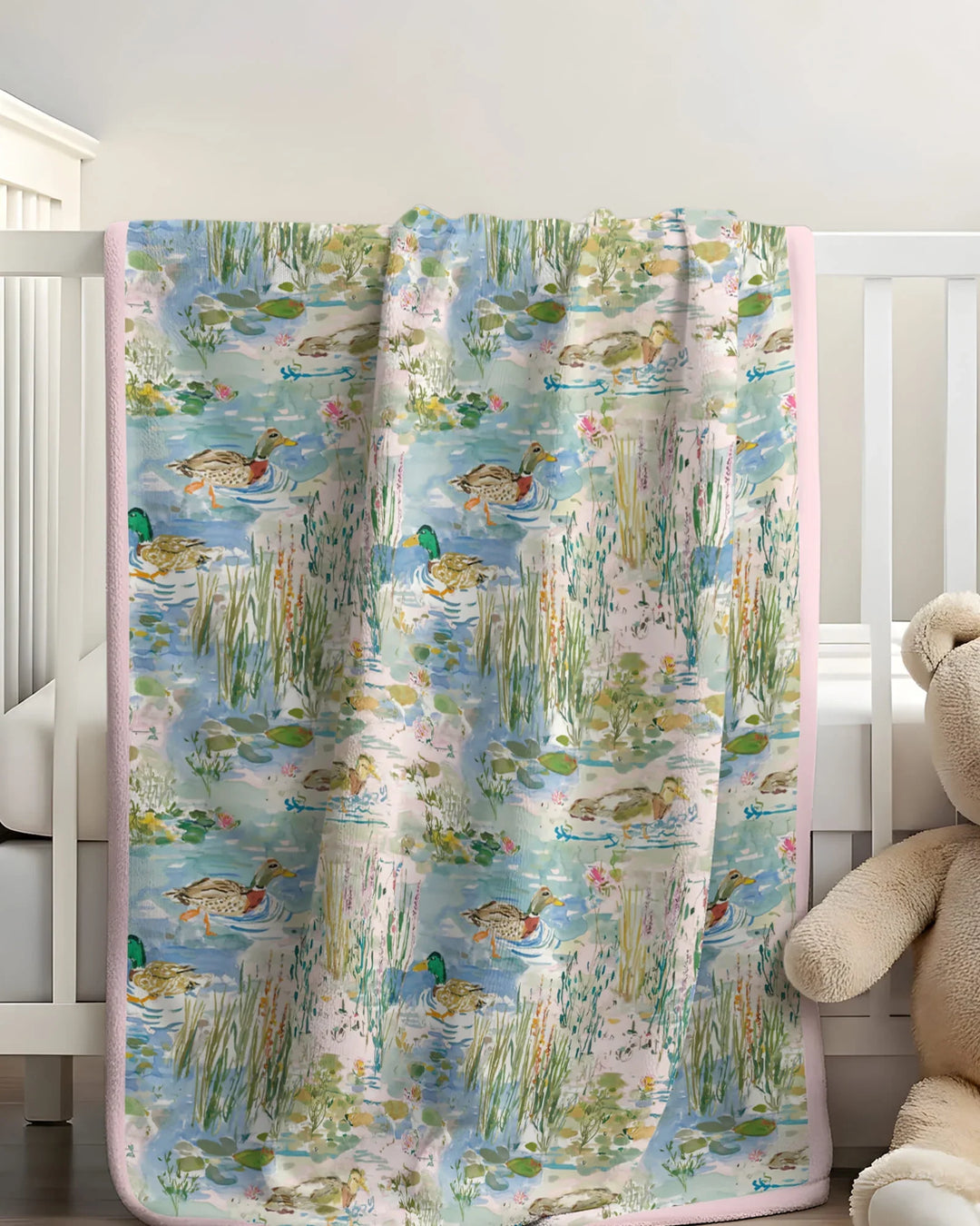 Watercolor Mallard Duck Bamboo Blanket