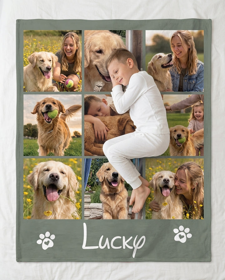 Custom Pet Photo Collage Bamboo Blanket
