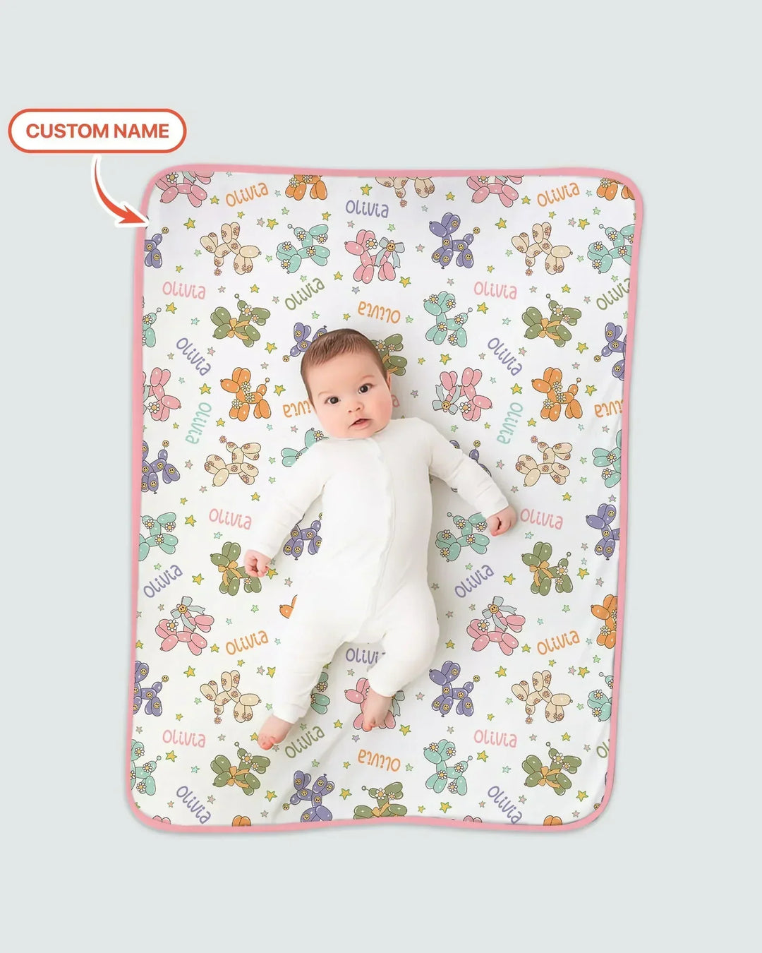 Custom Name Balloon Dog Blanket