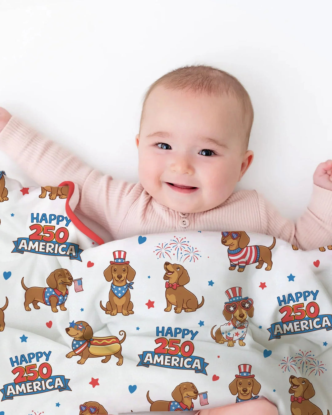 Red, White & Wiener Bamboo Blanket