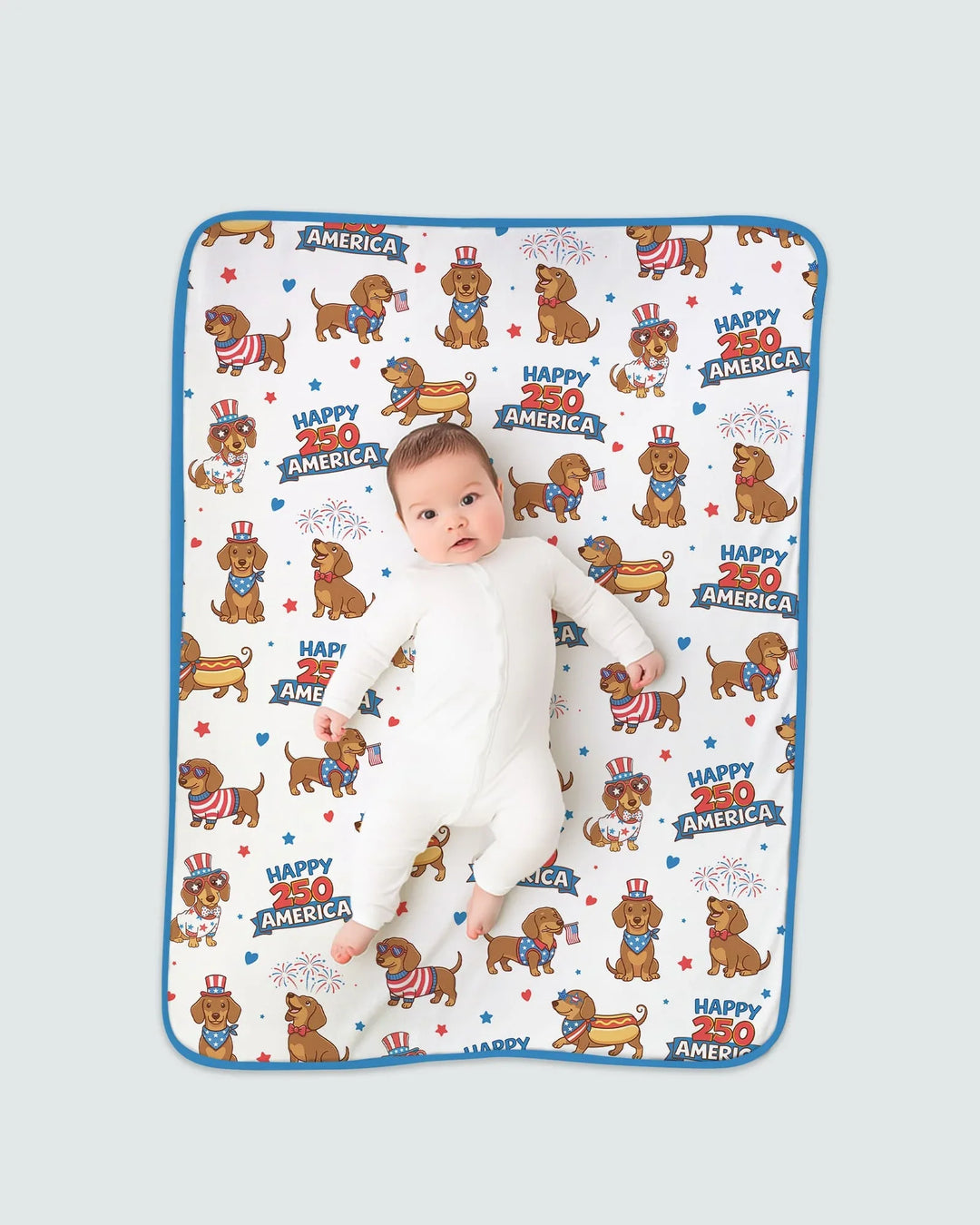 Red, White & Wiener Bamboo Blanket