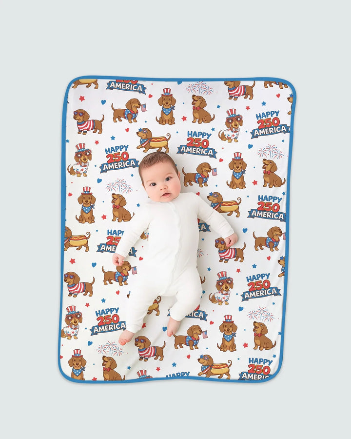 Red, White & Wiener Bamboo Blanket