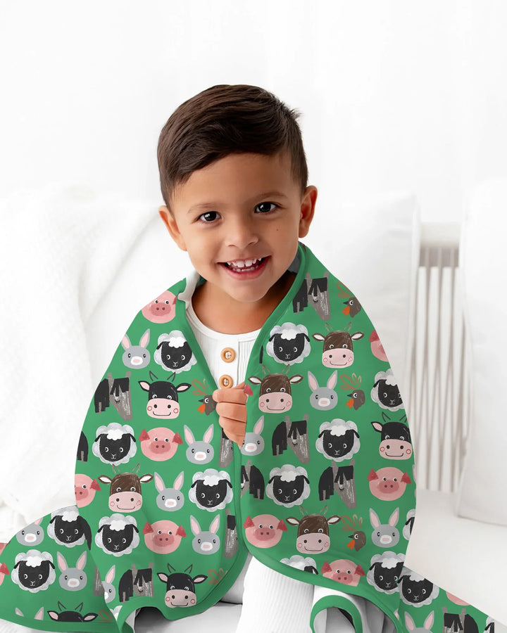Farm Friends Family Matching Bamboo Blanket