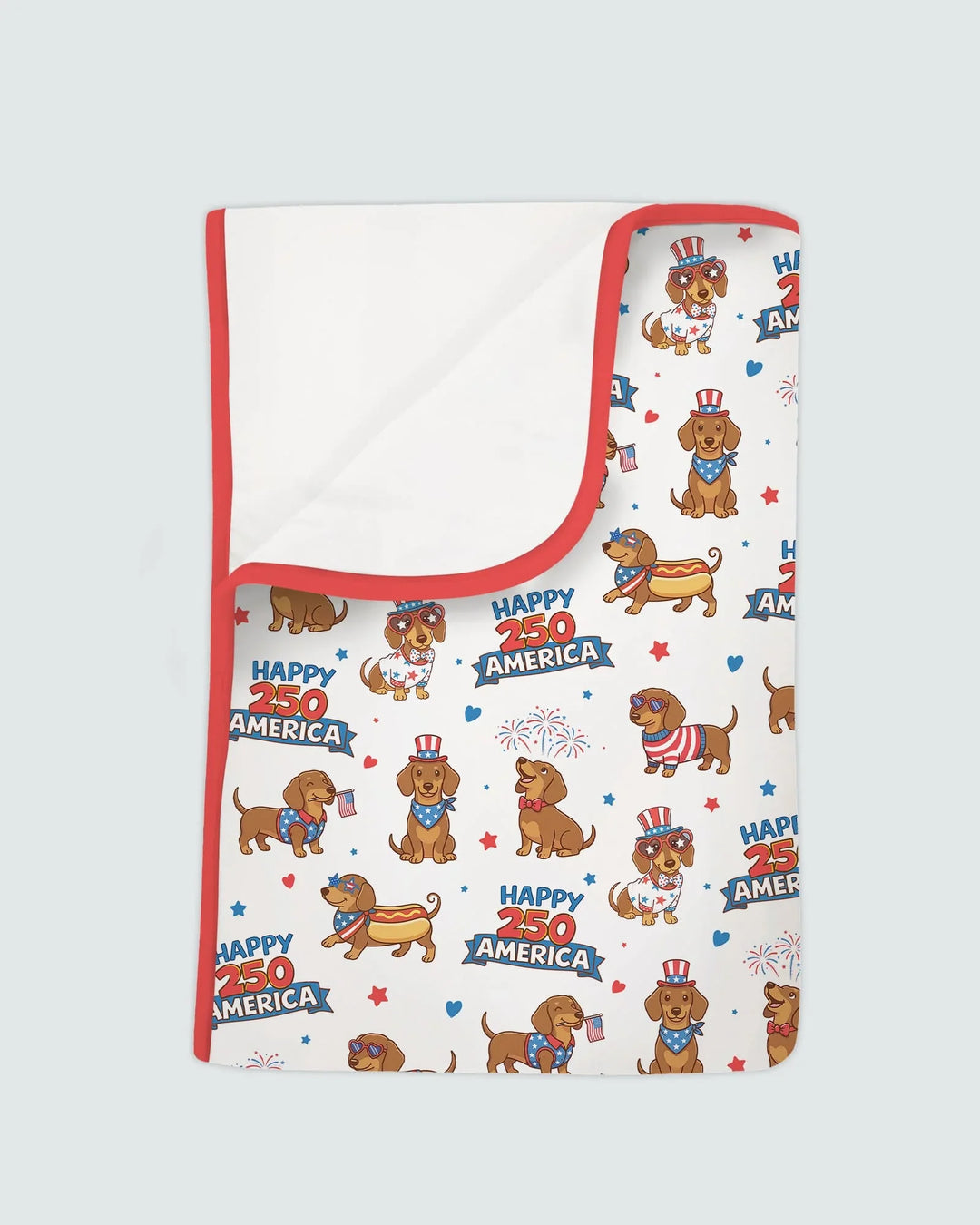 Red, White & Wiener Bamboo Blanket