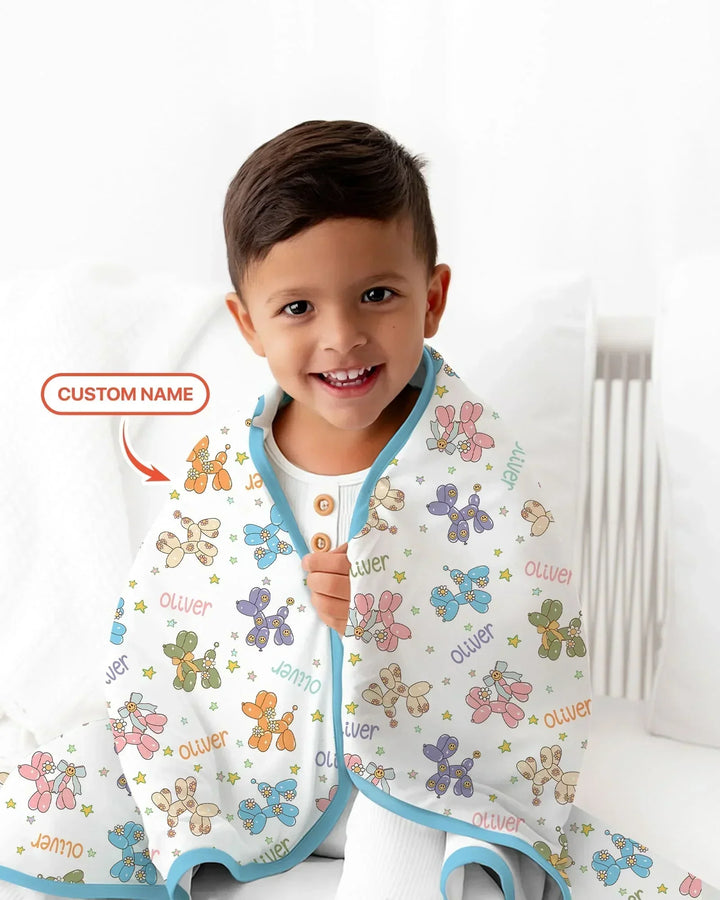 Custom Name Balloon Dog Blanket