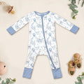 Blue Bear Toile de jouy Convertible Zippered Romper , Blue Bear Toile de jouy Convertible Zippered Romper - Newborn