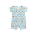 Blue Breakfast Buddies Shorty Zippered Romper , Blue Breakfast Buddies Shorty Zippered Romper - 0-3M