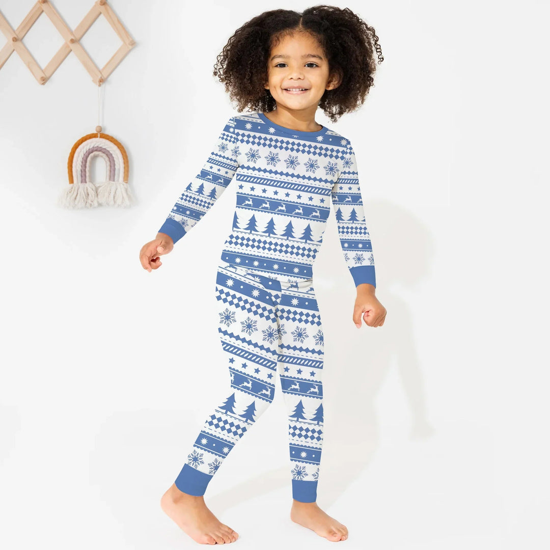 Blue Fair Isle Two Piece Long Sleeve Pajama Set , Blue Fair Isle Two Piece Long Sleeve Pajama Set - 12-18M