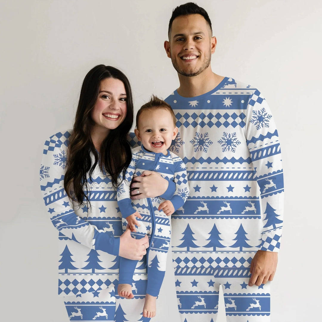 Blue Fair Isle Women Pajama Set - Zumbamboo