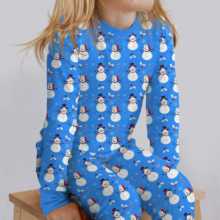 Blue Snowman Christmas Two Piece Pajama Set - Zumbamboo