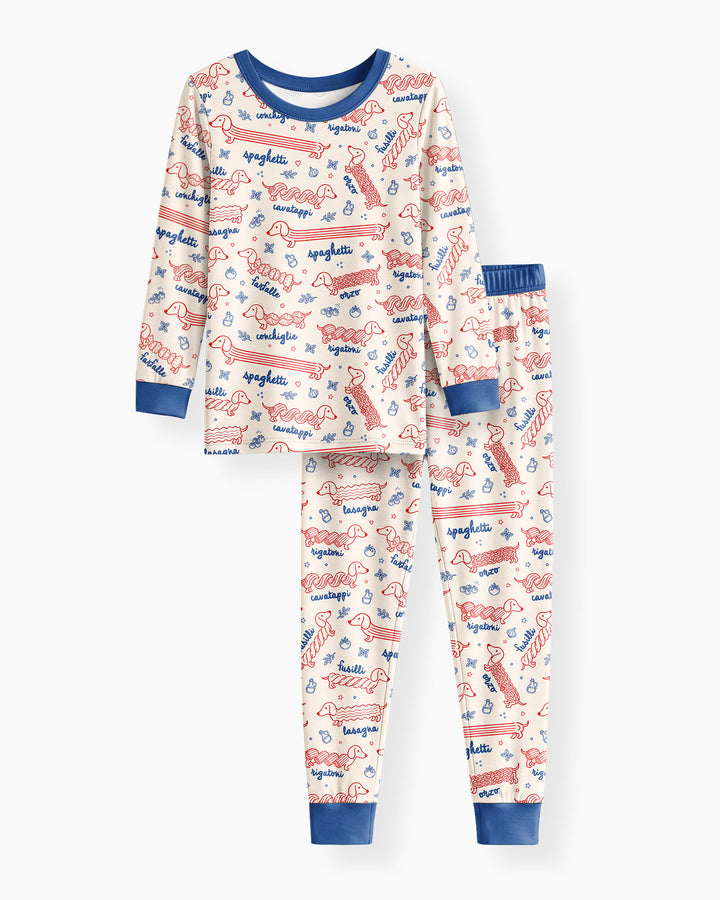 Dachshund Spagetti Bamboo Two Piece Long Sleeve Pajama Set