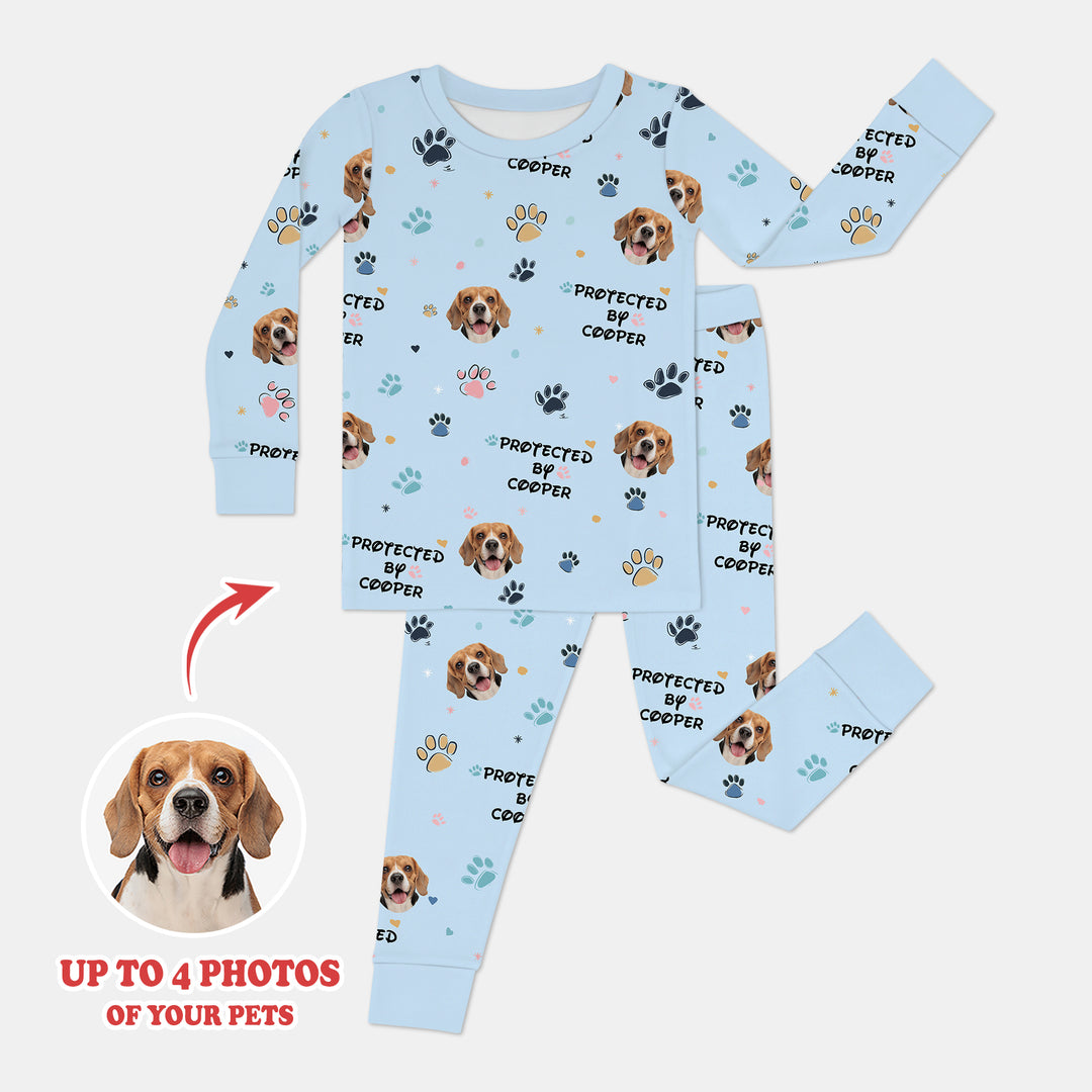 Custom Dog Photo Pattern "Protected By" Pajama