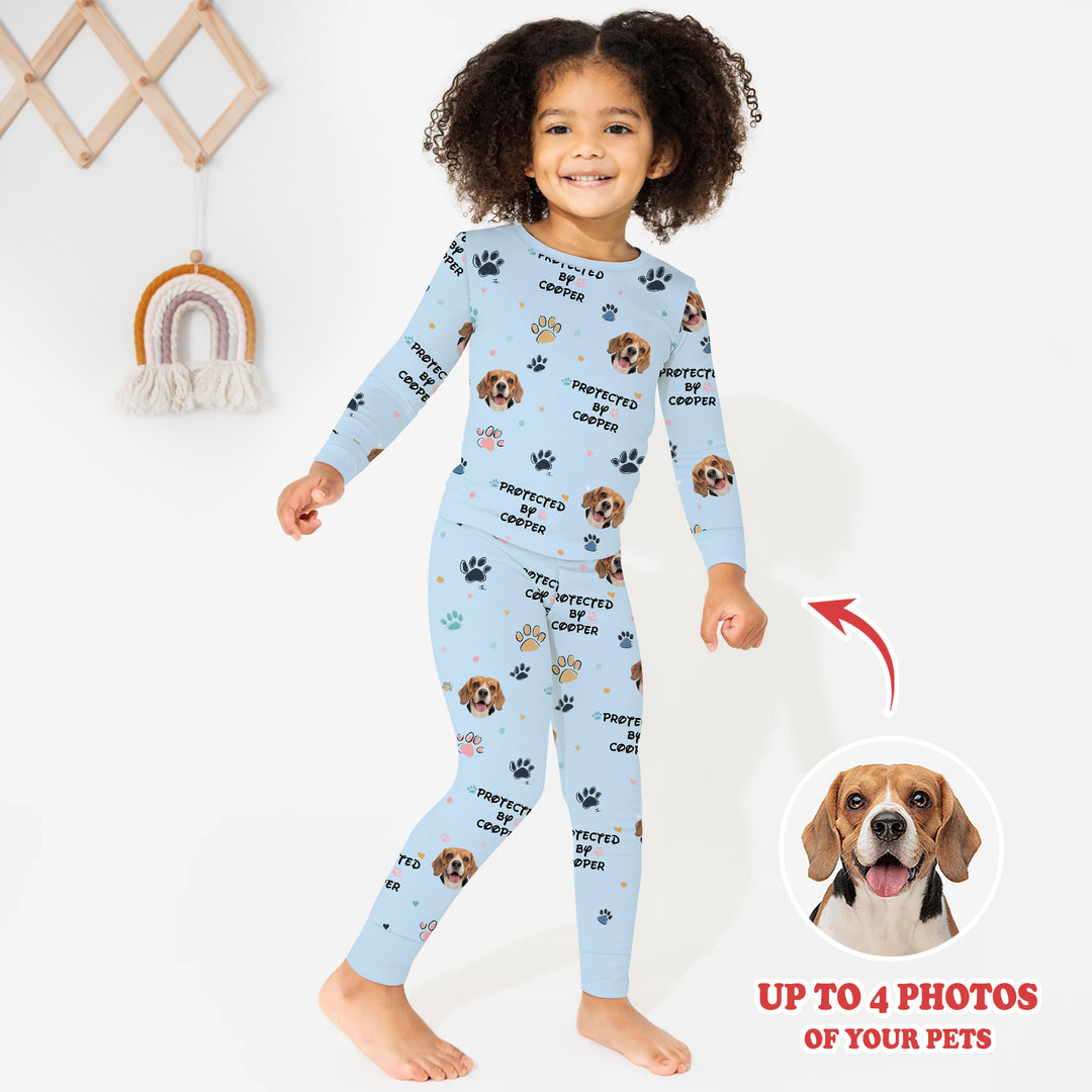 Custom Dog Photo Pattern "Protected By" Pajama