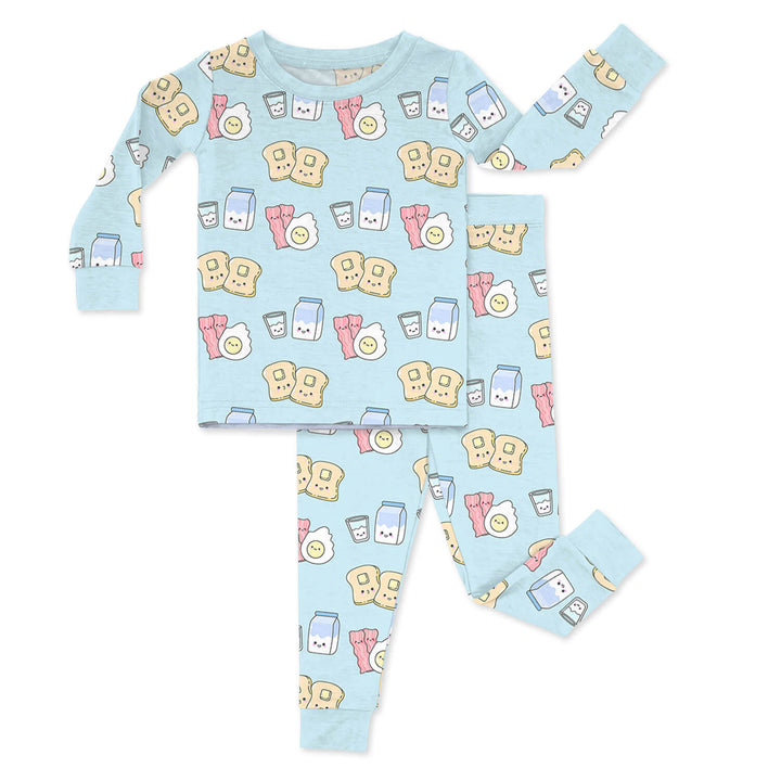 Blue Breakfast Buddies Two Piece Pajama Set