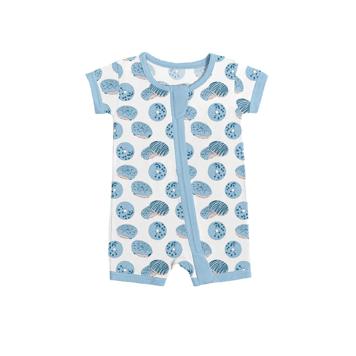 Blue Donut Shop Shorty Zippered Romper