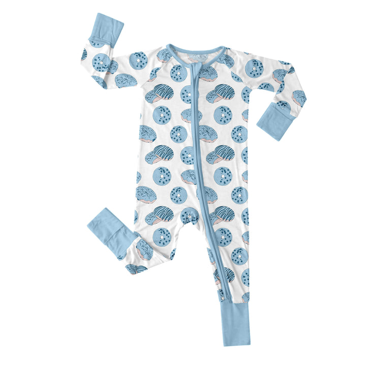 Blue Donut Shop Convertible Zippered Romper