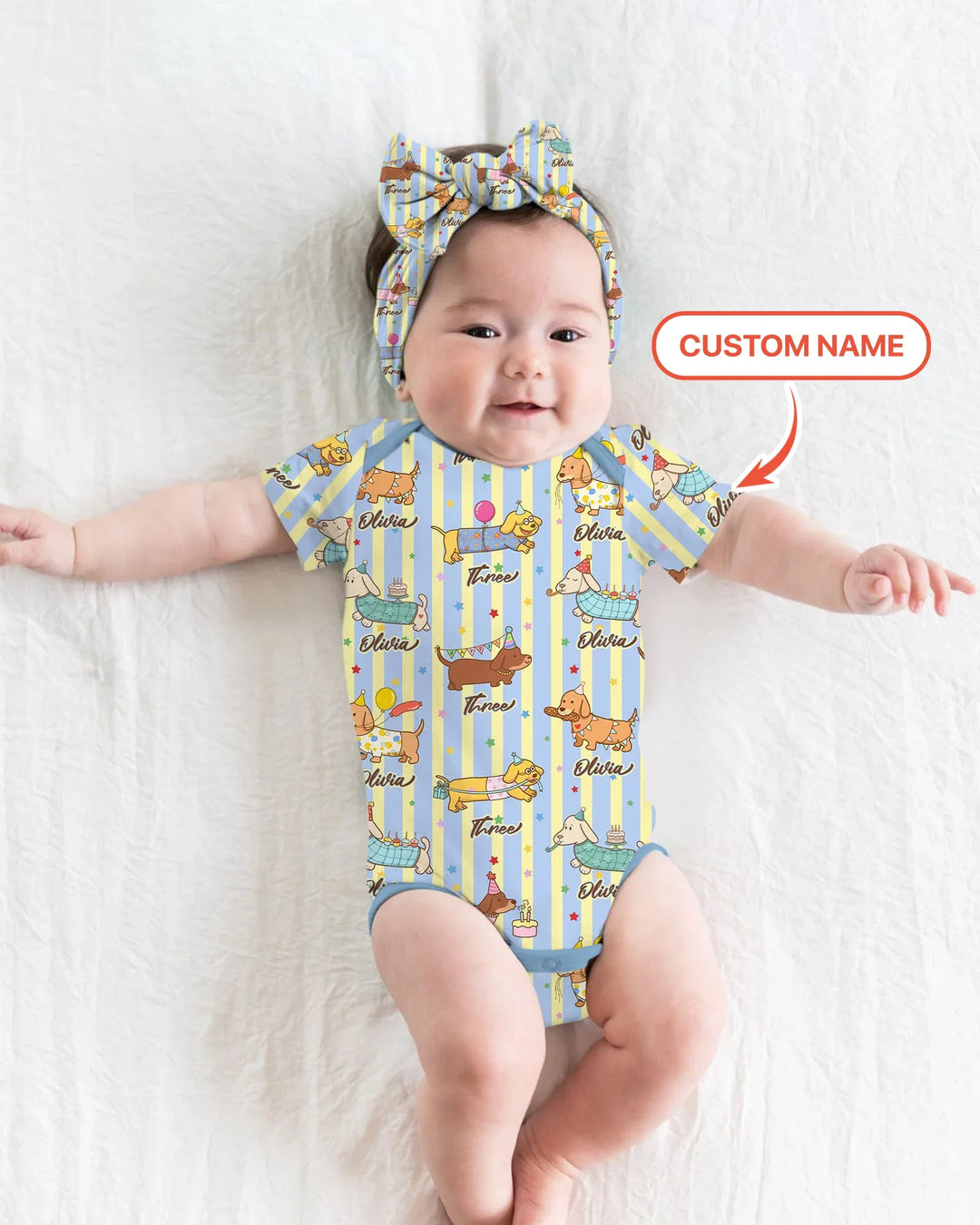 Custom Name Birthday Dachshund Bamboo Bodysuit