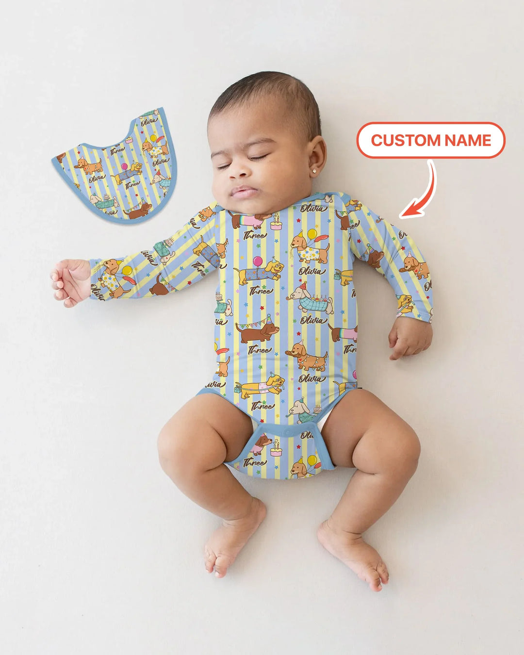 Custom Name Birthday Dachshund Bamboo Bodysuit