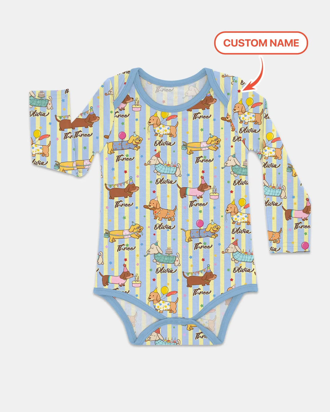 Custom Name Birthday Dachshund Bamboo Bodysuit