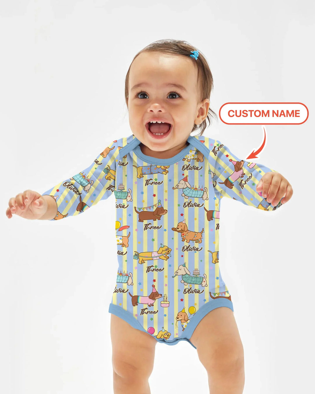Custom Name Birthday Dachshund Bamboo Bodysuit