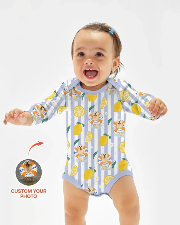 Gerippte Babykleidung mit individuellem Foto - Weich &amp; Skizzenhaft