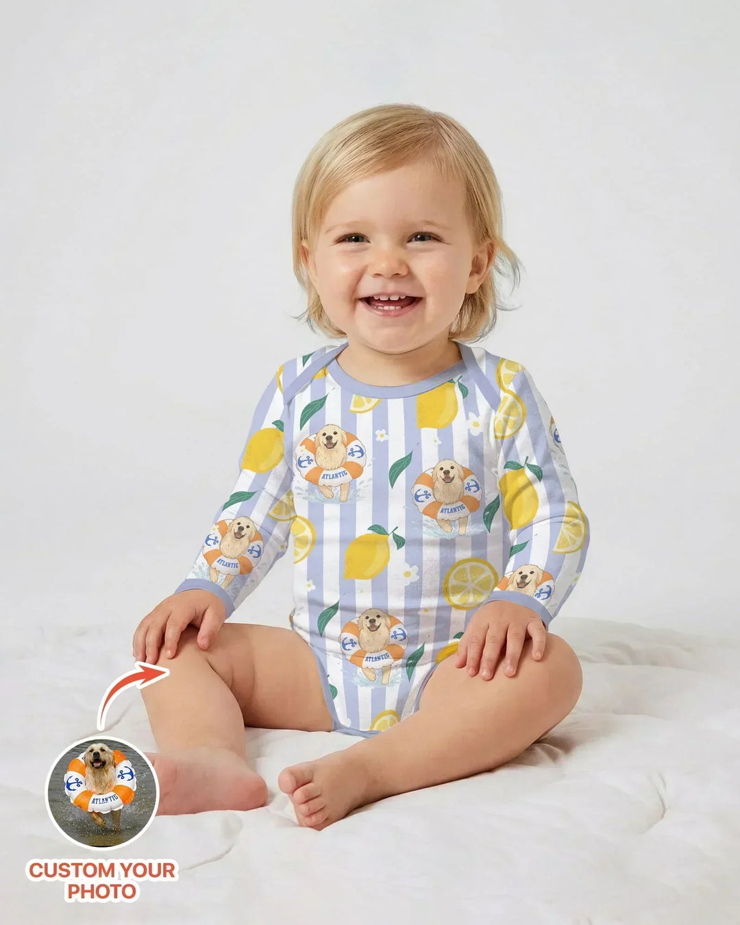 Gerippte Babykleidung mit individuellem Foto - Weich &amp; Skizzenhaft