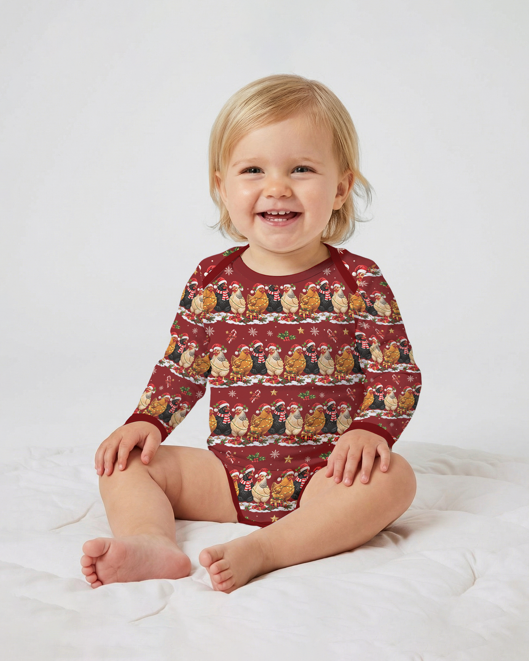Farm Chicken Christmas Bamboo Bodysuit