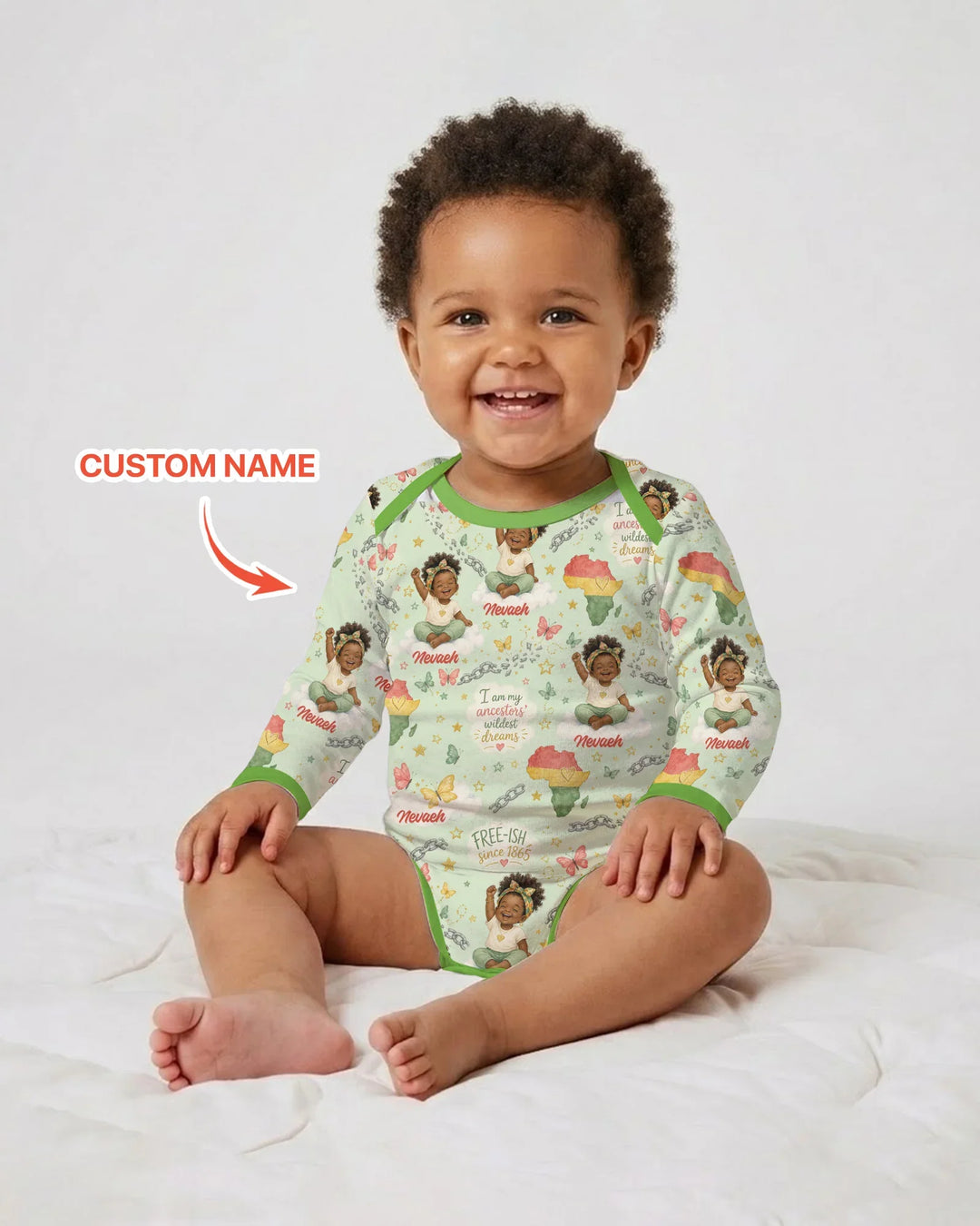Custom Name Juneteenth I Am My Ancestors' Wildest Dream Bamboo Bodysuit