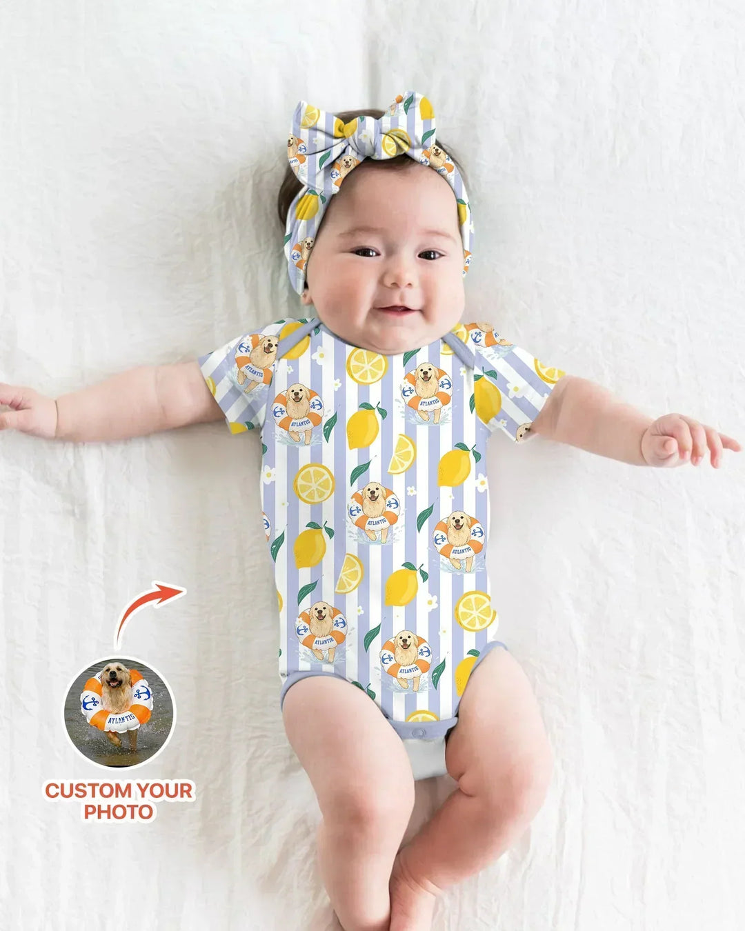 Custom Image Summer Lemon Bamboo Bodysuit