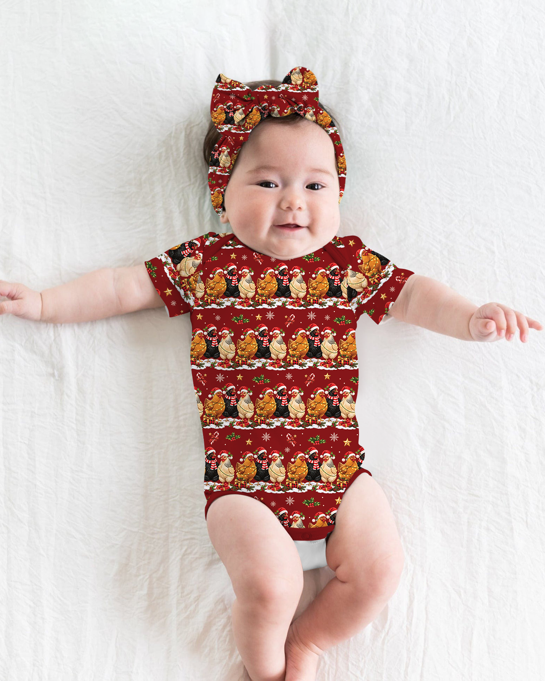 Farm Chicken Christmas Bamboo Bodysuit