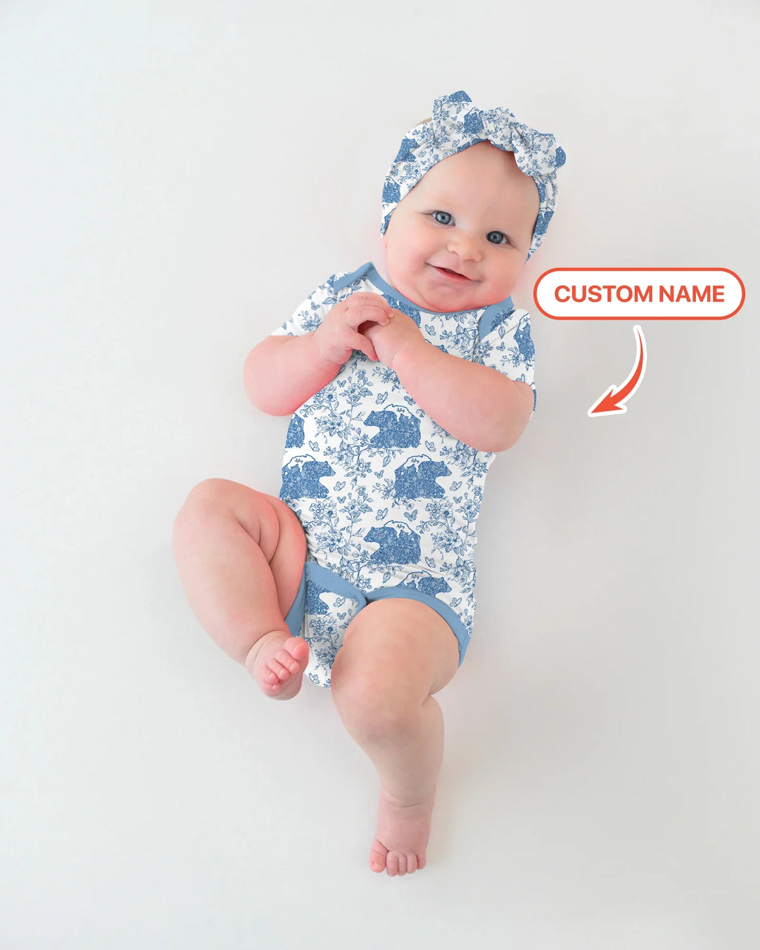 Custom Name Mama Bear Toile Bamboo Bodysuit