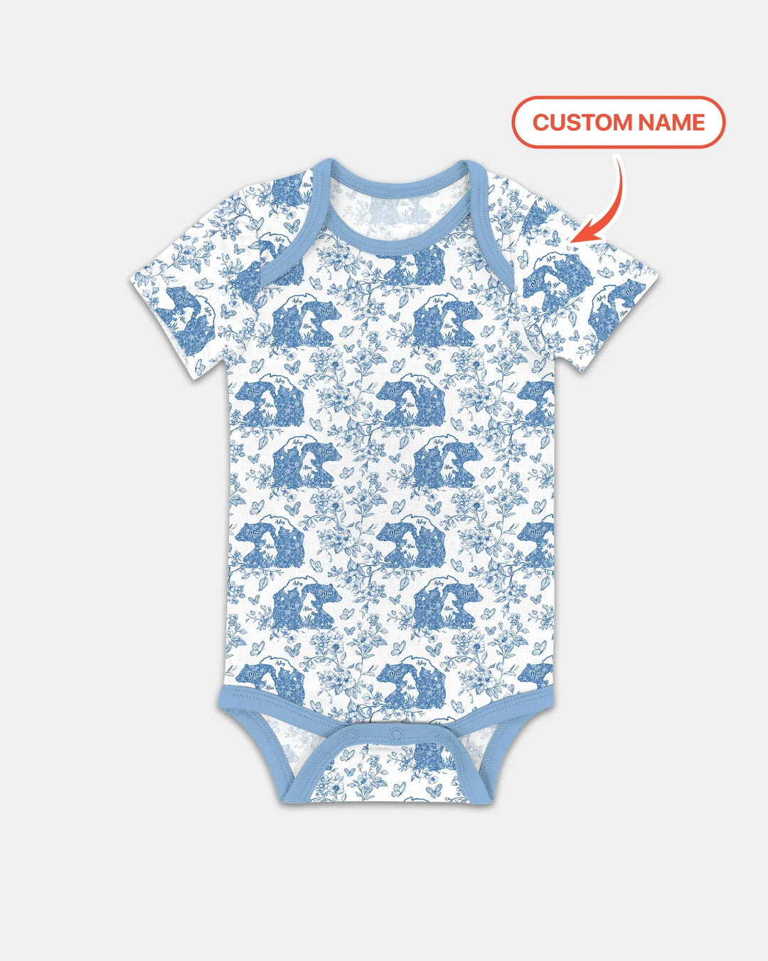 Custom Name Mama Bear Toile Bamboo Bodysuit