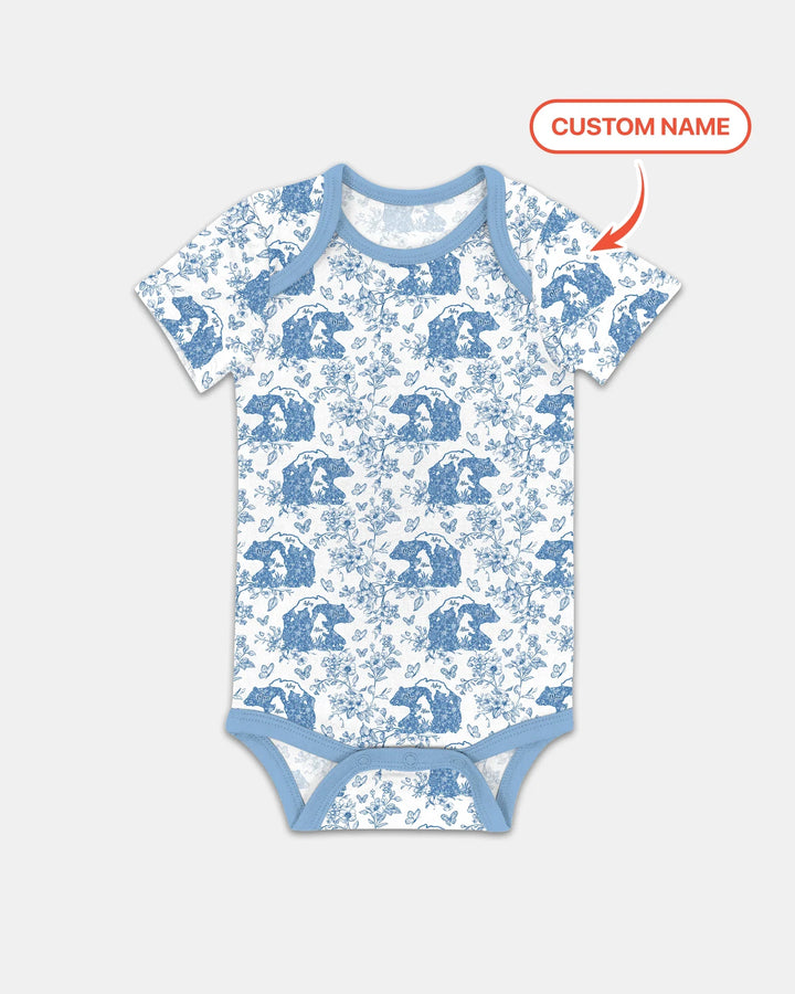 Custom Name Mama Bear Toile Bamboo Bodysuit