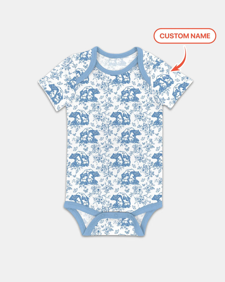 Custom Name Mama Bear Toile Bamboo Bodysuit