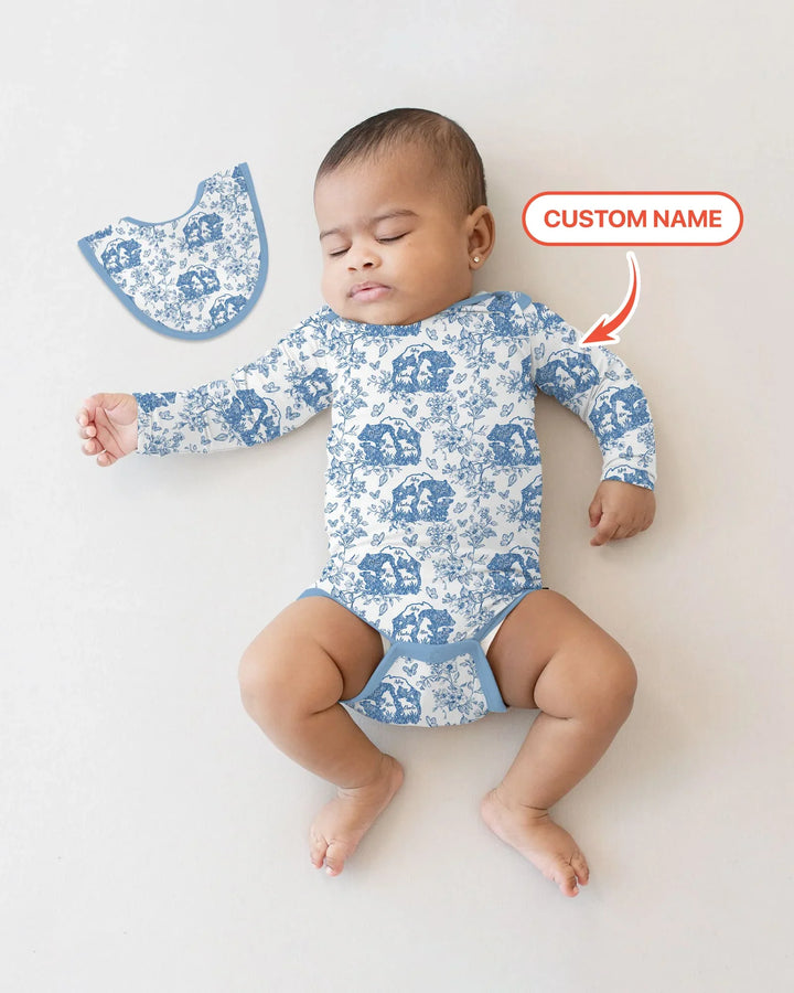 Custom Name Mama Bear Toile Bamboo Bodysuit