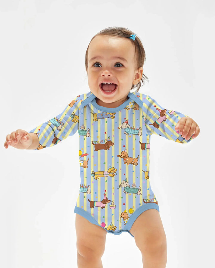 Custom Name Birthday Dachshund Bamboo Bodysuit